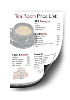 Coalhouse fort Tearoom Menu